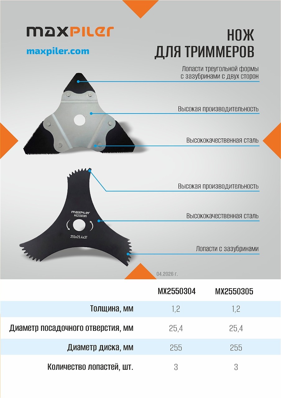 Новинки - Ножи для триммеров MAXPILER Новинки - Ножи для триммеров MAXPILER