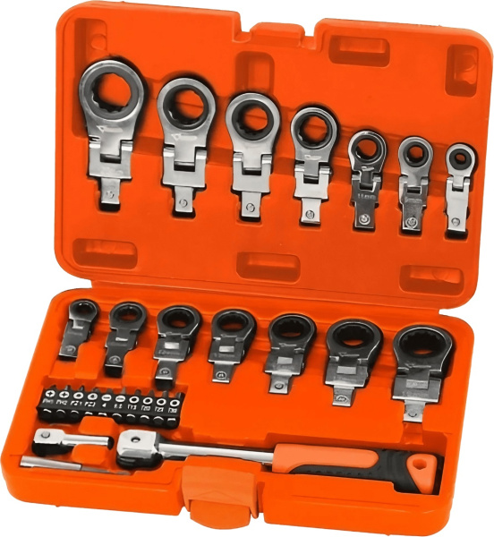 Набор шарнирных насадок накидных и бит с рукояткой MAXPILER MXTF-27-SET (27 шт, 2 адаптера, кейс) Набор шарнирных насадок накидных и бит с рукояткой MAXPILER MXTF-27-SET (27 шт, 2 адаптера, кейс)
